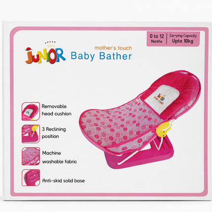 Junior Baby Bather Bath Seat with 3 Reclining Positions & Head Cushion