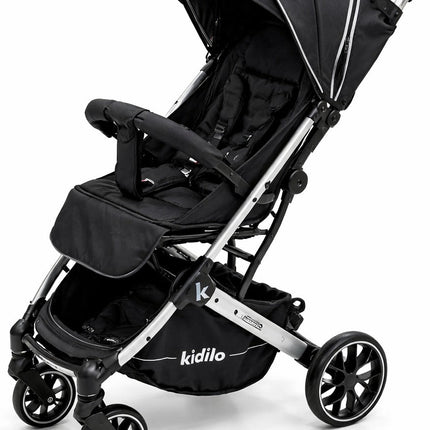 Kidilo Lightweight Baby Stroller with Adjustable Canopy & Large Storage Basket – Black k12