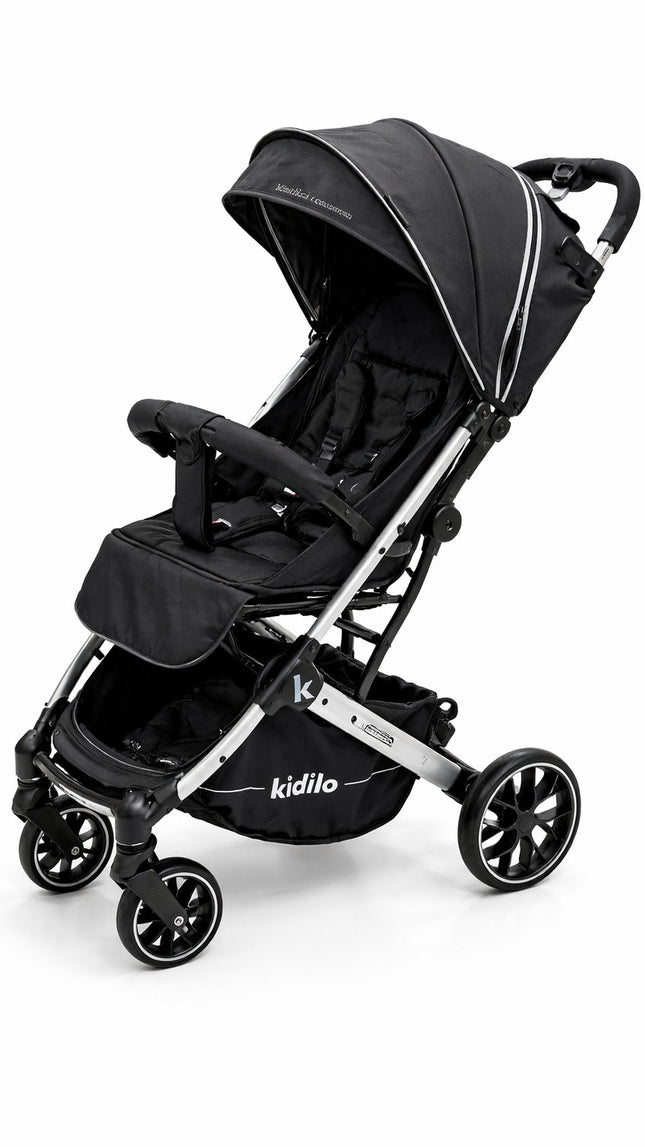 Kidilo Lightweight Baby Stroller with Adjustable Canopy & Large Storage Basket – Black k12