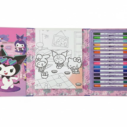 Cute Kuromi Coloring Book Set – 32 Pages + 15 Double-Headed Marker Pens