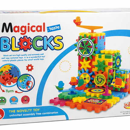 Magical Gear Blocks Construction Set – 81 Pcs Interactive Educational Building Toy for Kids (Ages 3+)