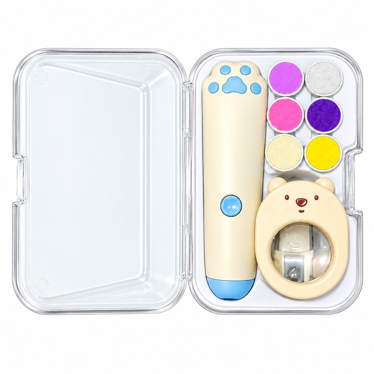 Electric Baby Nail Care Kit with 6 Filing Heads, Bear Nail Clipper & Storage Case