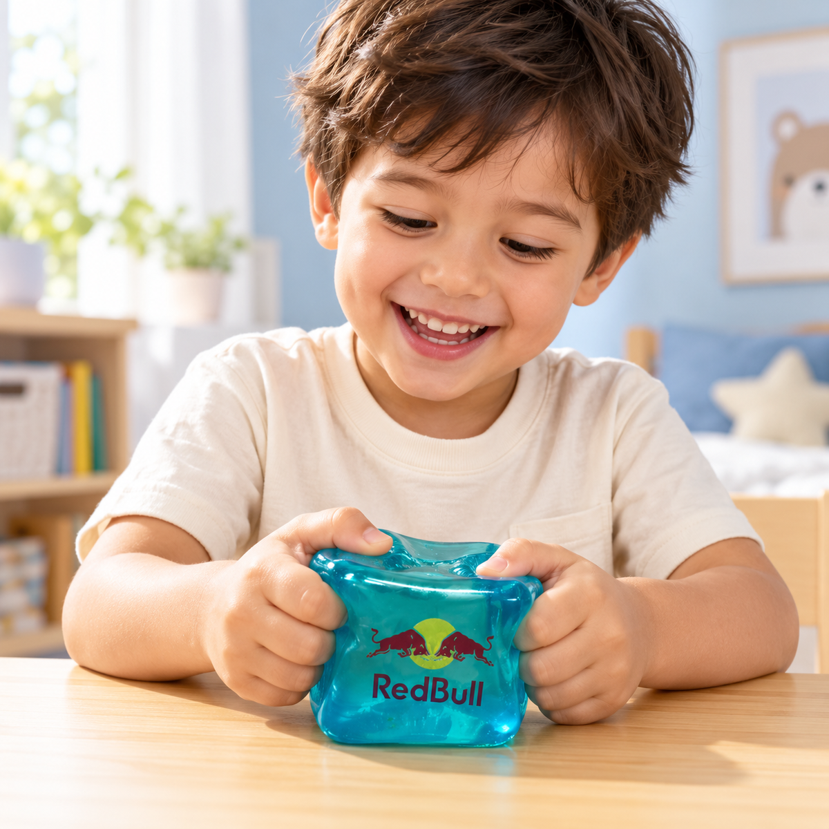 Turquoise Squishy Cube – Soft Sensory Stress Relief Toy