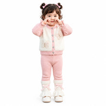Baby Girls’ Butterfly Appliqué Knitted Winter 2-Piece Set – Pink