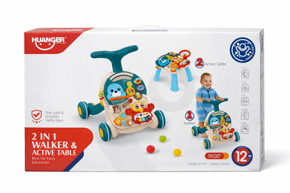 2-in-1 Baby Walker & Activity Table with Interactive Learning Toys -  HE0828