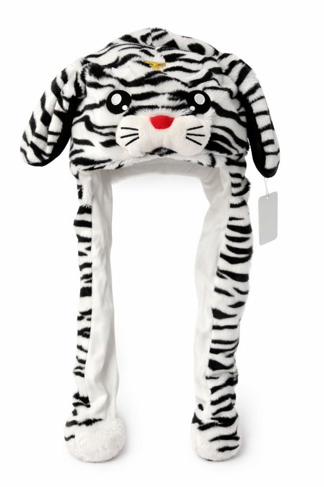 Plush Bunny Ear Muff Hat with Long Paws – Soft & Cozy Winter Accessory