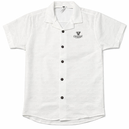 Black Textured Short Sleeve Button-Down T Shirts for kids / Boys