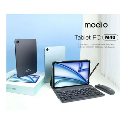 Modio Tablet PC M40 – 8GB+512GB | Dual SIM | 8000mAh Battery | 5MP Front & 13MP Rear Camera | Silver