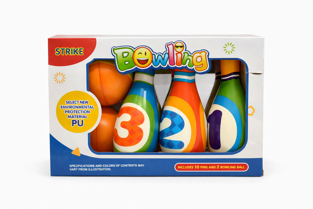 Kids Soft Bowling Set – 10 Pins + 2 Balls (Indoor & Outdoor Fun)