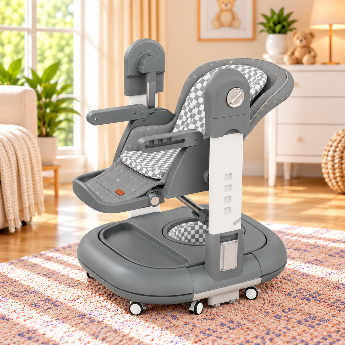 3 -in-1 Luxury Baby High Chair – Feeding Chair, Walker & Rocking Chair