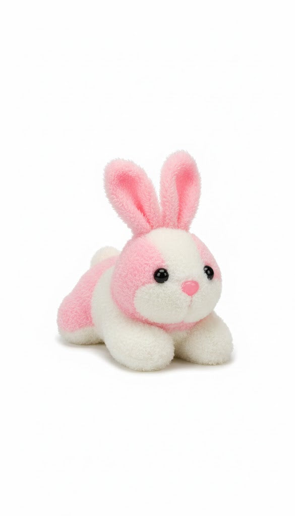 Cute Pink & White Bunny Plush Toy – Ultra Soft Crawling Stuffed Animal