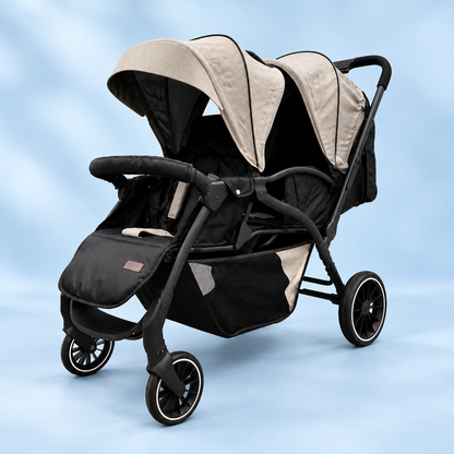 Twin Baby Stroller – Beige/Black Edition