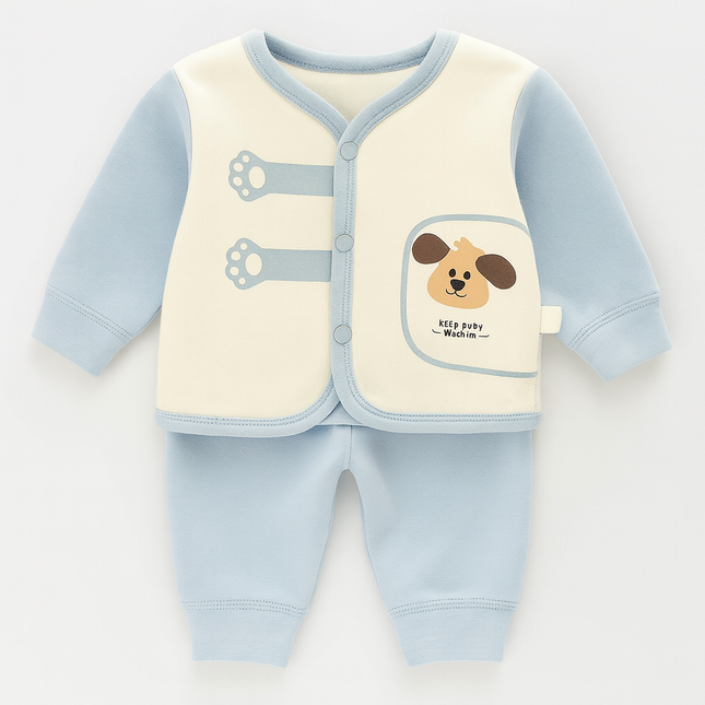 Baby Blue Puppy Winter Suit Soft Warm