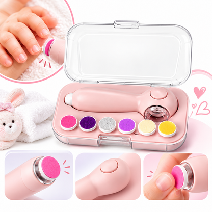 Portable Electric Baby Nail Trimmer Set with 6 Grinding Heads