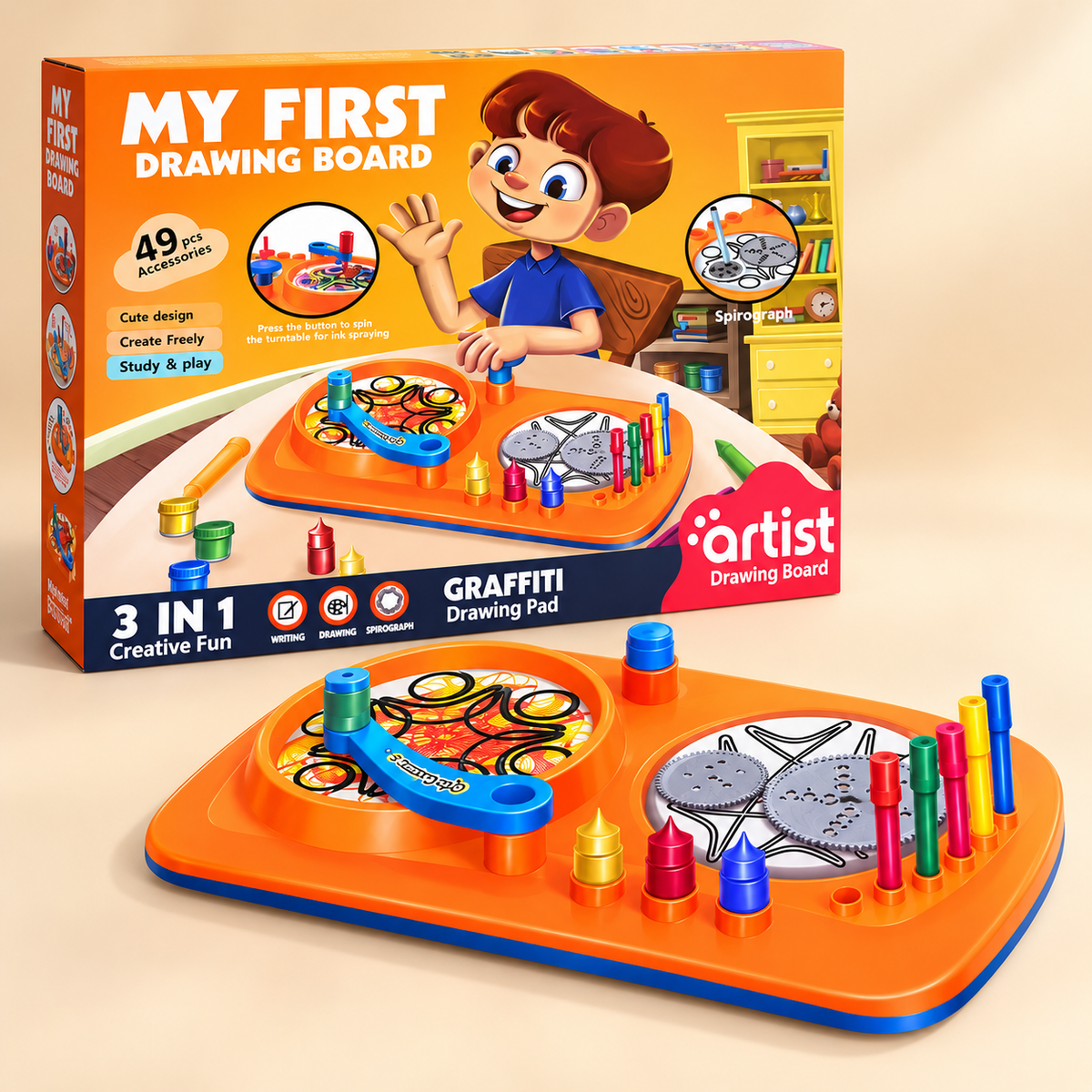 Creative Art & Spirograph Drawing Set for Kids (49 Pieces)