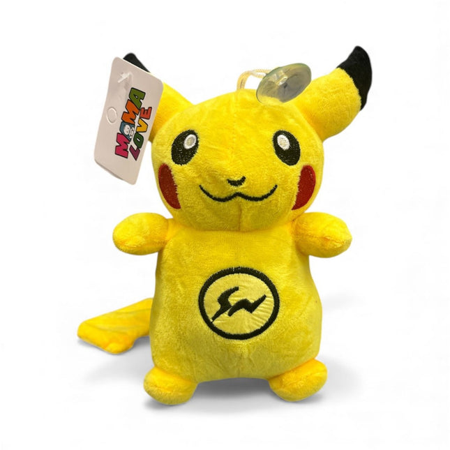 Pikachu Plush Dangler Toy - Yellow Electric Pokémon Stuffed Charm with Lightning Bolt Logo