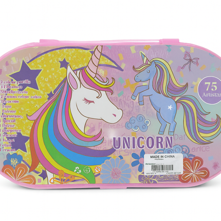 Unicorn 75-Piece Mega Art Set – Complete Drawing & Coloring Kit for Kids (Pink)