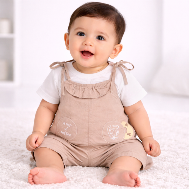 Adorable Baby Girls 2-Piece Dungaree Set