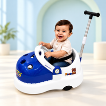 Electric & Manual Ride-On Push Car for Kids with Parent Handle – blue