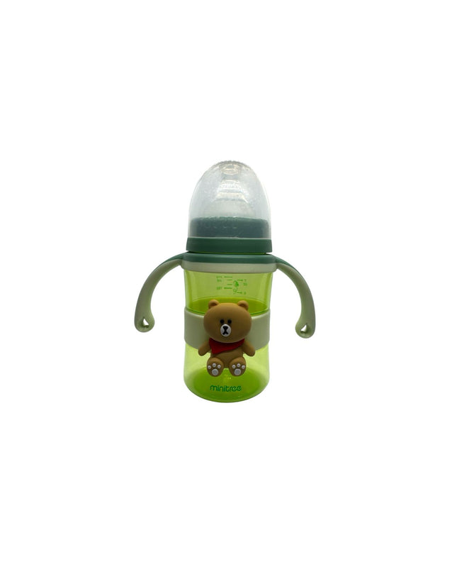 Minitree PP Wide Neck Feeding Plastic Bottle With Handle (Green) 7oz/210ml