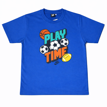 Kids Green “Play Time” Sports Graphic T-Shirt – Round Neck Half Sleeves