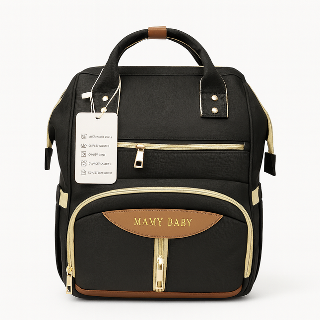 Mamy Baby Premium Diaper & Travel Backpack – Black & Brown (Multi-Pocket Design)