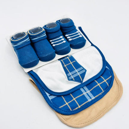 Baby 5Pcs Bibs & Booties Set Tie Blue - Sunshine