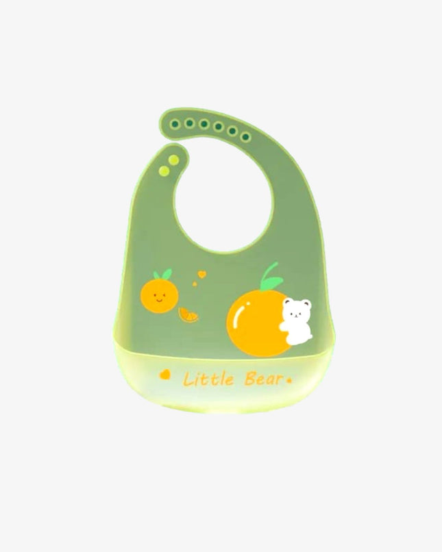Silicone  Baby Bib Orange Design Transparent