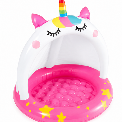 Intex Wet Set Unicorn Shade Baby Pool – Inflatable Kids Splash Pool with Sun Canopy