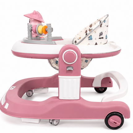 Cute Panda Baby Walker with Music & Activity Toys – Adjustable Infant Learning Walker (Pink)