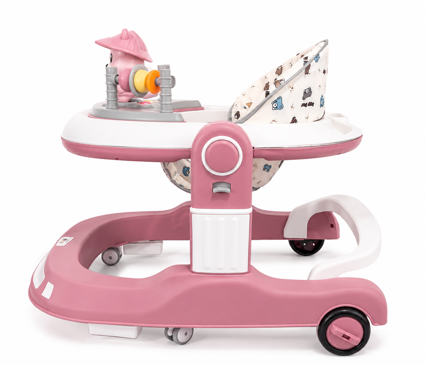 Cute Panda Baby Walker with Music & Activity Toys – Adjustable Infant Learning Walker (Pink)