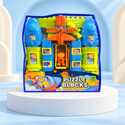 Puzzle Blocks Space Construction Playset – 73 Pcs