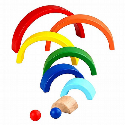 Wooden Rainbow Stacking Blocks – 9 PCS Montessori Educational Toy for Kids