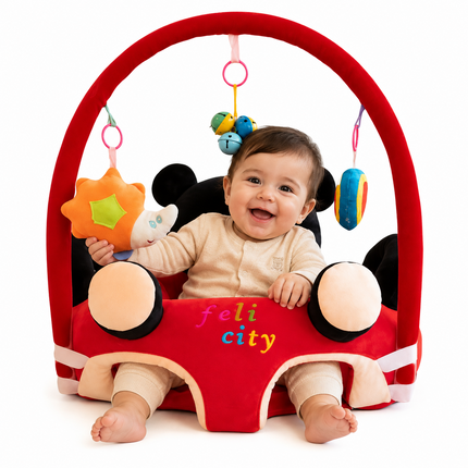 Baby Plush Support Seat with Play Gym – Soft Sitting Chair for Infants