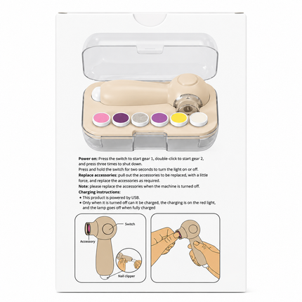 Portable Electric Baby Nail Trimmer & Nail Care Kit with 6 Grinding Heads