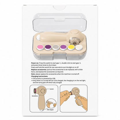 Rechargable Electric Baby Nail Trimmer & Nail Care Kit with 6 Grinding Heads