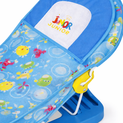 Junior Baby Bather Bath Seat with 3 Reclining Positions & Head Cushion (0–12 Months, Up to 10kg) – Blue