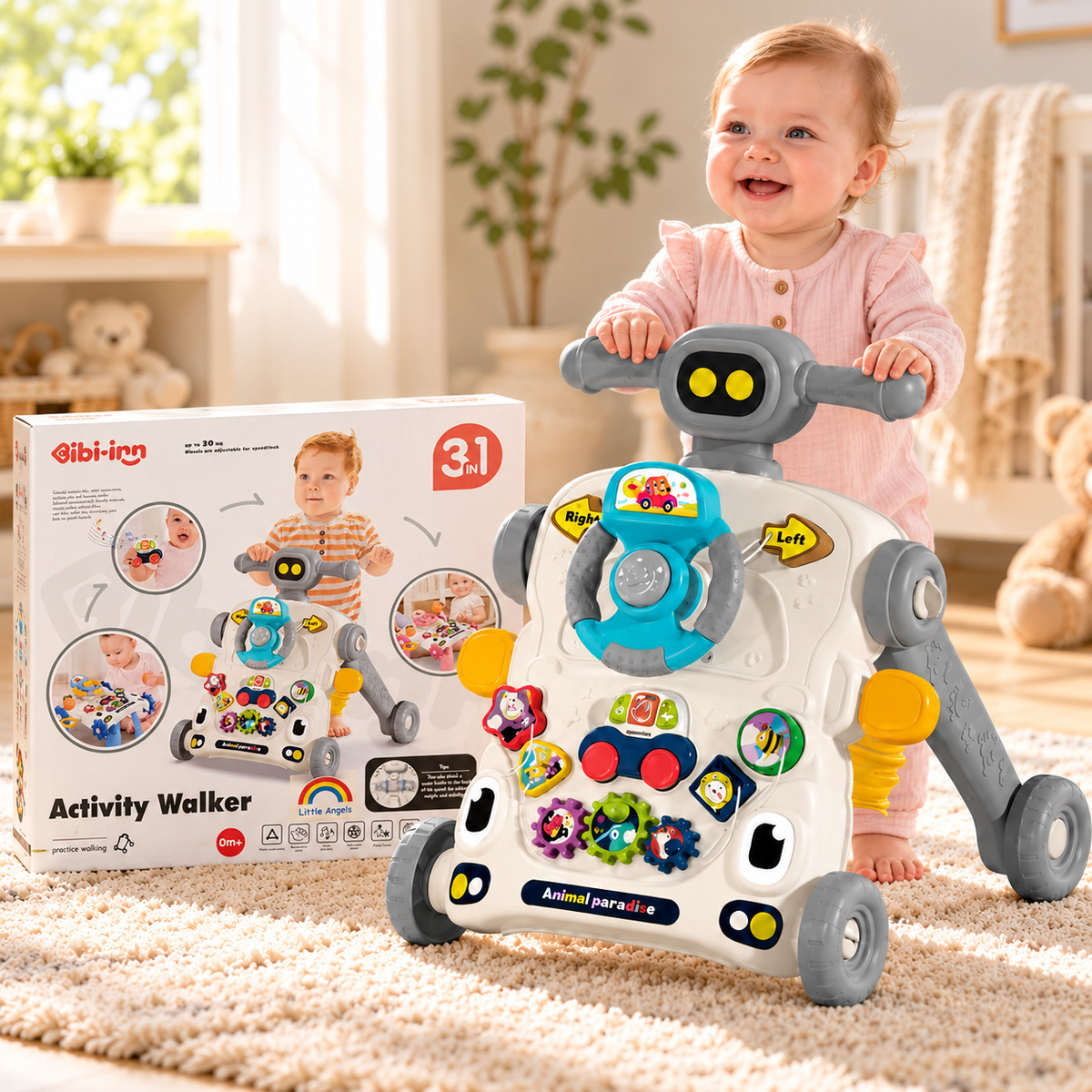 Activity Walker with Steering Wheel and Play Panel