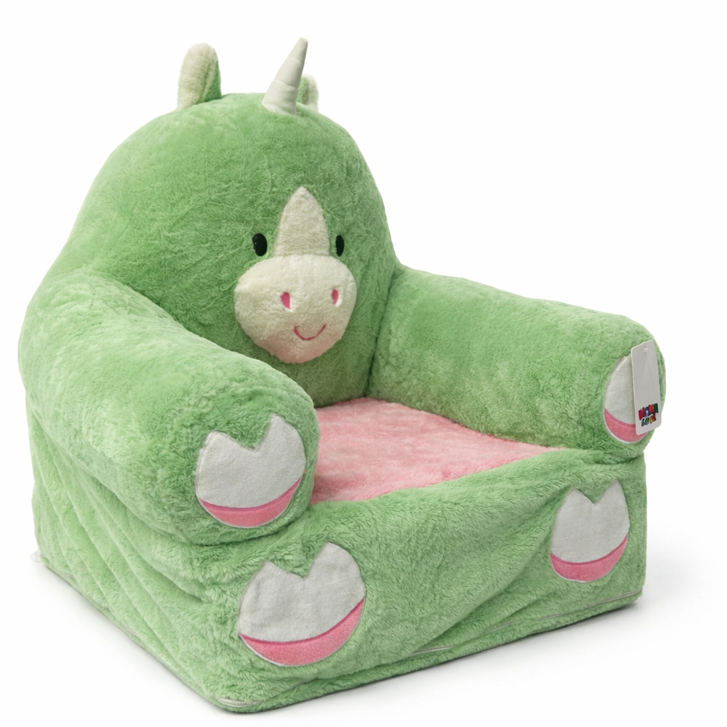 Mamalove Cute Green Dino Plush Sofa Chair for Kids