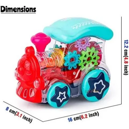 Gear Train Transparent Toy – Electric Light & Music Locomotive