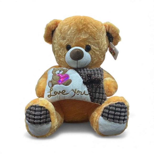 Golden Teddy Bear with Cushion – “Love You” Plush Toy