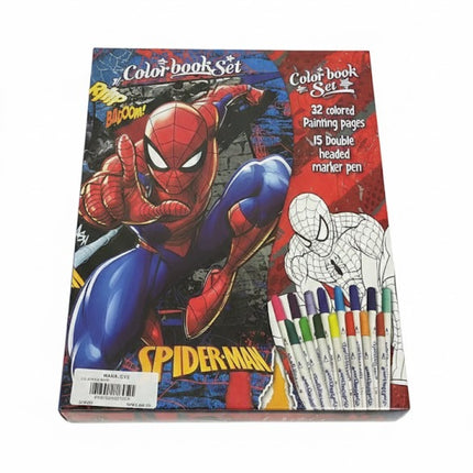 Marvel Spider-Man Premium Color Book Set – 32 Coloring Pages + 15 Double-Ended Marker Pens