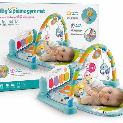 5-in-1 Baby Piano Gym Mat with Musical Kick Pad & Hanging Toys – Early Development Play Mat