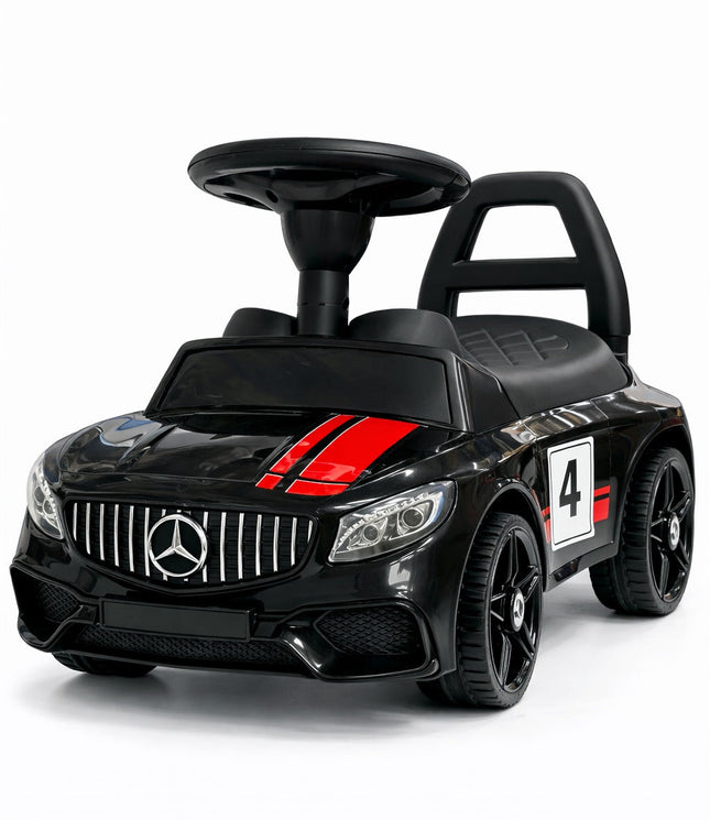 Kids Luxury Sports Ride-On Push Car – Mercedes Style Baby Car with Steering Wheel & Backrest (Black)