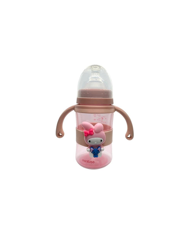 Minitree PP Wide Neck Feeding Plastic Bottle With Handle (Pink) 7oz/210ml