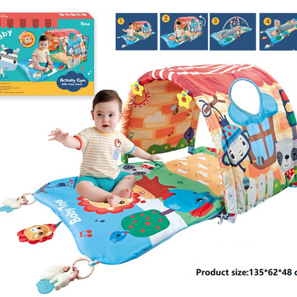 Baby Activity Gym with Music & Tunnel – 4-in-1 Play Mat for Newborns