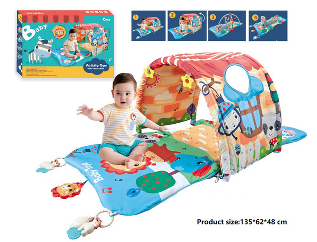 Baby Activity Gym with Music & Tunnel – 4-in-1 Play Mat for Newborns