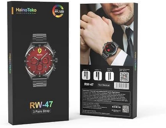 Haino Teko RW-47 Smartwatch – AMOLED Display | 3 Straps | Fitness & Style Combined