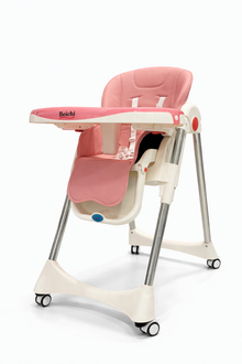 Beichi Adjustable Baby High Chair – Pink Premium Feeding Chair with Wheels