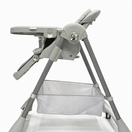 Premium Adjustable Baby High Chair with Storage Basket – Kidilo Grey Feeding Chair